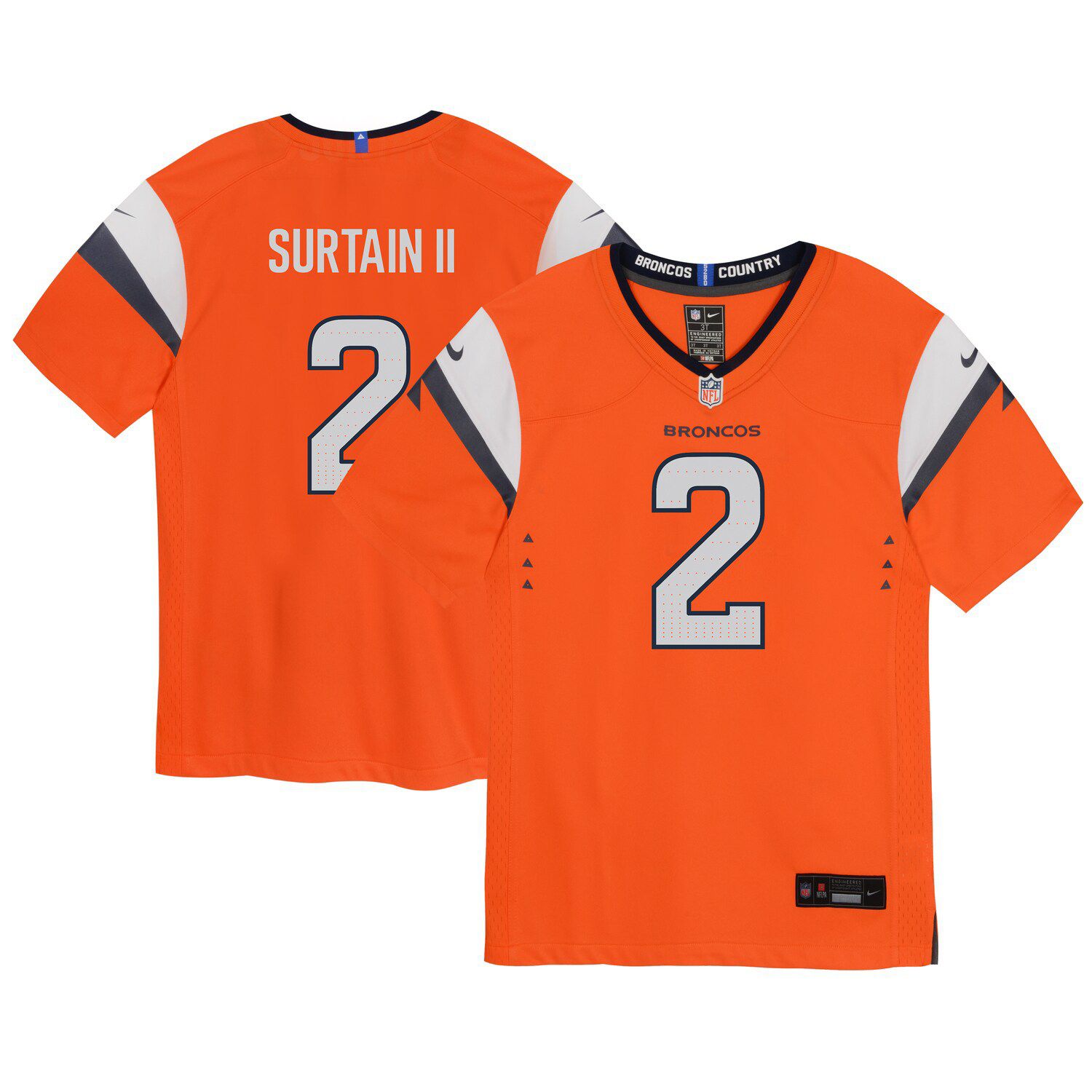 Nike Patrick Surtain II #2 Denver Broncos Game Jersey – Navy Blue, Men’s On-Field
