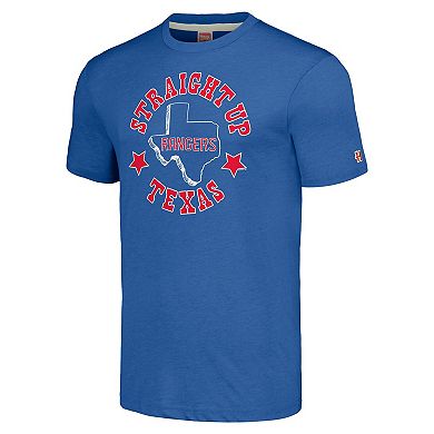 Men's Homage Royal Texas Rangers Hyper Local Tri-Blend T-Shirt