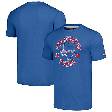 Men's Homage Royal Texas Rangers Hyper Local Tri-Blend T-Shirt