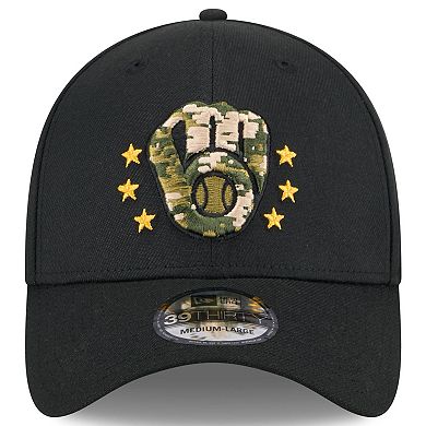Men's New Era Black Milwaukee Brewers 2024 Armed Forces Day 39THIRTY Flex Hat