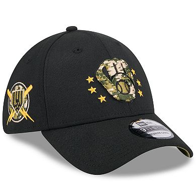 Men's New Era Black Milwaukee Brewers 2024 Armed Forces Day 39THIRTY Flex Hat