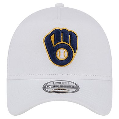 Men's New Era White Milwaukee Brewers TC A-Frame 9FORTY Adjustable Hat