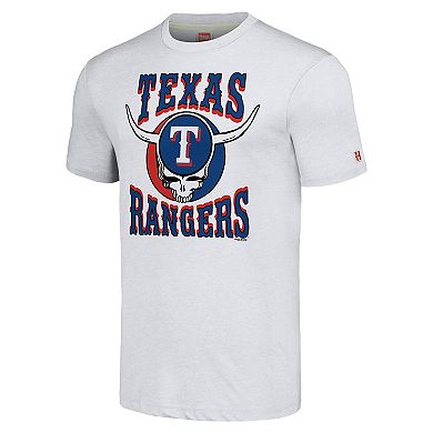 Men's Homage Ash Texas Rangers Grateful Dead Tri-Blend T-Shirt