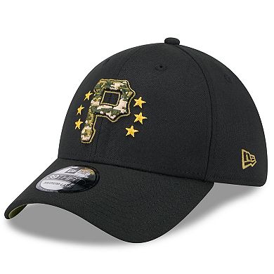 Men's New Era Black Pittsburgh Pirates 2024 Armed Forces Day 39THIRTY Flex Hat