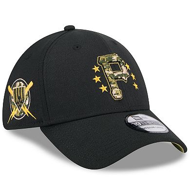 Men's New Era Black Pittsburgh Pirates 2024 Armed Forces Day 39THIRTY Flex Hat