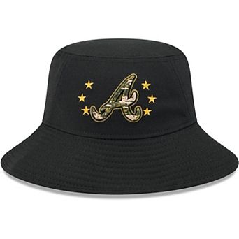 Men's New Era Black Atlanta Braves 2024 Armed Forces Day Bucket Hat