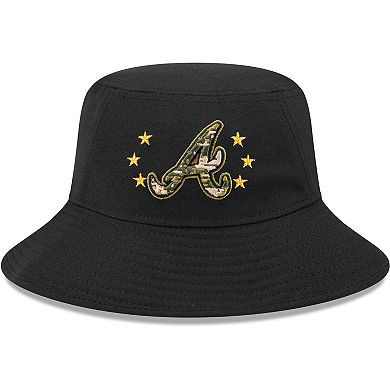 Men's New Era Black Atlanta Braves 2024 Armed Forces Day Bucket Hat