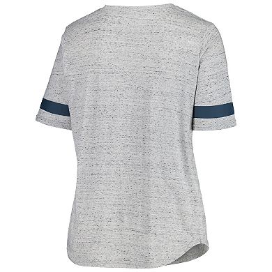 Women's Fanatics Branded Heather Gray Seattle Kraken Plus Size Lace-Up T-Shirt