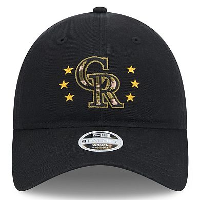 Women's New Era Black Colorado Rockies 2024 Armed Forces Day 9TWENTY Adjustable Hat