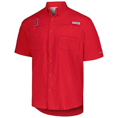 Men's Columbia Red Los Angeles Angels Tamiami Omni-Shade Button-Down Shirt