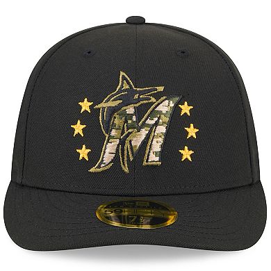 Men's New Era Black Miami Marlins 2024 Armed Forces Day Low Profile 59FIFTY Fitted Hat