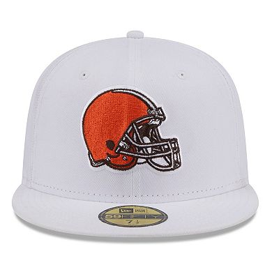 Men's New Era White Cleveland Browns Omaha 59FIFTY Fitted Hat