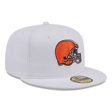 Men's New Era White Cleveland Browns Omaha 59FIFTY Fitted Hat