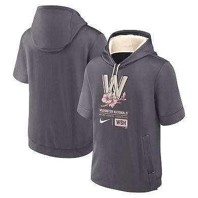 Men's Nike Charcoal Washington Nationals City Connect Color Block Short Sleeve Pullover Hoodie