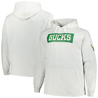 Men's Fanatics Branded Ash Milwaukee Bucks Big & Tall Raglan Tri-Blend Pullover Hoodie