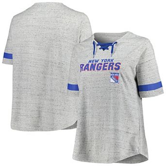 Women's Fanatics Branded Heather Gray New York Rangers Plus Size Lace-Up T-Shirt