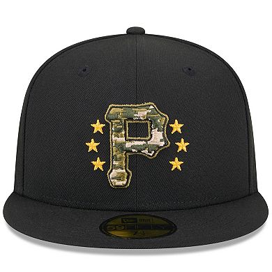 Men's New Era Black Pittsburgh Pirates 2024 Armed Forces Day On-Field 59FIFTY Fitted Hat