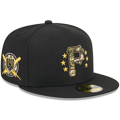 Men's New Era Black Pittsburgh Pirates 2024 Armed Forces Day On-Field 59FIFTY Fitted Hat