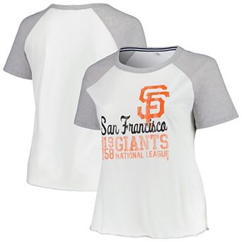 Women's Soft as a Grape White San Francisco Giants Plus Size Baseball Raglan T-Shirt