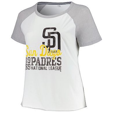 Women's Soft as a Grape White San Diego Padres Plus Size Baseball Raglan T-Shirt