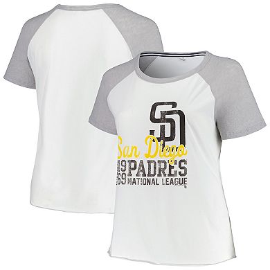 Women's Soft as a Grape White San Diego Padres Plus Size Baseball Raglan T-Shirt