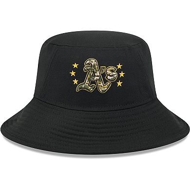 Men's New Era Black Oakland Athletics 2024 Armed Forces Day Bucket Hat