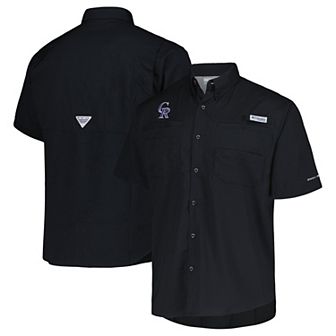 Men's Columbia Black Colorado Rockies Tamiami Omni-Shade Button-Down Shirt