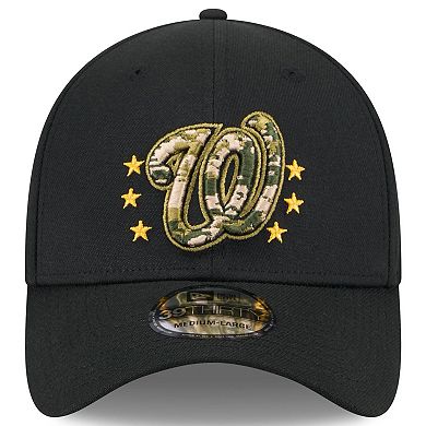 Men's New Era Black Washington Nationals 2024 Armed Forces Day 39THIRTY Flex Hat