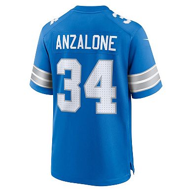 Men's Nike Alex Anzalone Blue Detroit Lions Game Jersey