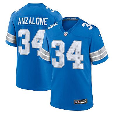 Men's Nike Alex Anzalone Blue Detroit Lions Game Jersey