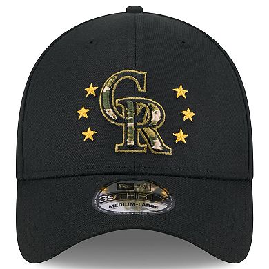Men's New Era Black Colorado Rockies 2024 Armed Forces Day 39THIRTY Flex Hat