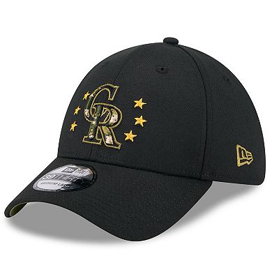 Men's New Era Black Colorado Rockies 2024 Armed Forces Day 39THIRTY Flex Hat