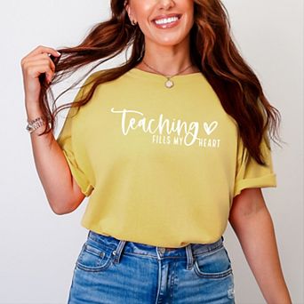 Simply Sage Market Teaching Fills My Heart Cursive Garment Dyed Tee