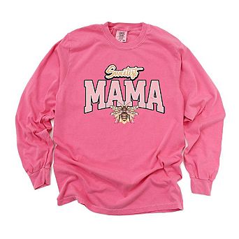 Coquette Sweetest Mama Bee Garment Dyed Long Sleeve Tees