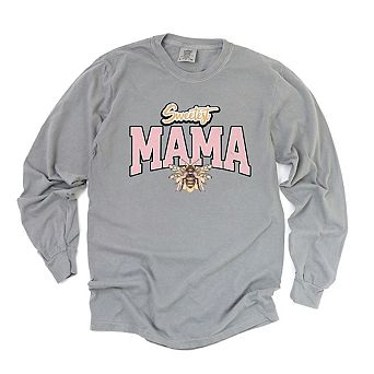 Coquette Sweetest Mama Bee Garment Dyed Long Sleeve Tees