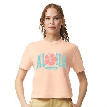 Aloha State Of Mind Flower Relaxed Fit Cropped Tee