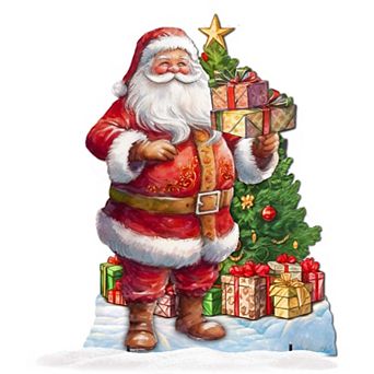 48-Inch Celebrate with Santa: Santa with Gifts Outdoor Handcrafted Wooden Decor by G. DeBrekht