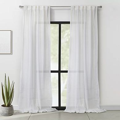 Dual Header Slub Sheer Fabric Curtain Panel For Brighten Any Living Space