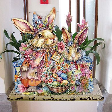 Easter Sweet Couple Holiday 24-Inch Handcrafted Wooden Door Hanger & Wall Art by G. DeBrekht