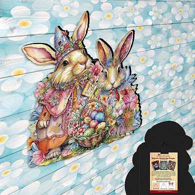 Easter Sweet Couple Holiday 24-Inch Handcrafted Wooden Door Hanger & Wall Art by G. DeBrekht