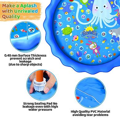 60in Splash Pad Inflatable Sprinkler Pool Water Mat For Kids Backyard Summer Outdoor Water Toys