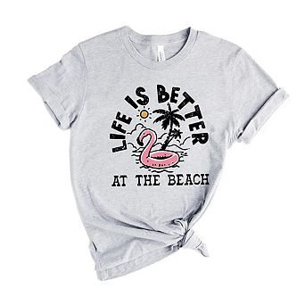 Better At The Beach Flamingo Short Sleeve Graphic Tee