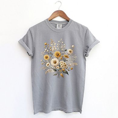 Cream And Gold Bouquet Garment Dyed Tees