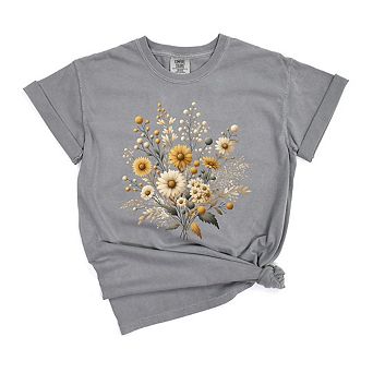 Cream And Gold Bouquet Garment Dyed Tees