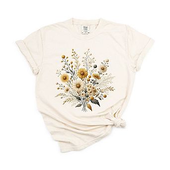 Cream And Gold Bouquet Garment Dyed Tees