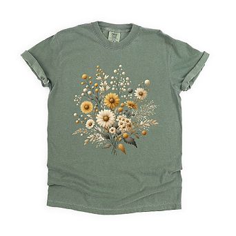 Cream And Gold Bouquet Garment Dyed Tees