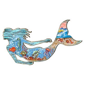 36-Inch Rustic Coastal Mermaid Coastal Outdoor Unique Handcrafted Wooden Decor by G. DeBrekht