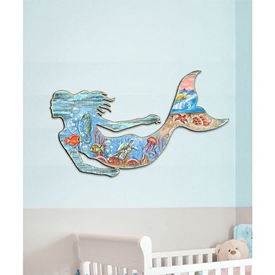 36-Inch Rustic Coastal Mermaid Coastal Outdoor Unique Handcrafted Wooden Decor by G. DeBrekht