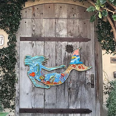 36-Inch Rustic Coastal Mermaid Coastal Outdoor Unique Handcrafted Wooden Decor by G. DeBrekht
