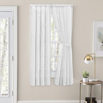 Shadow Stripe Tailored Curtain Panel Pair For Windows With Ties